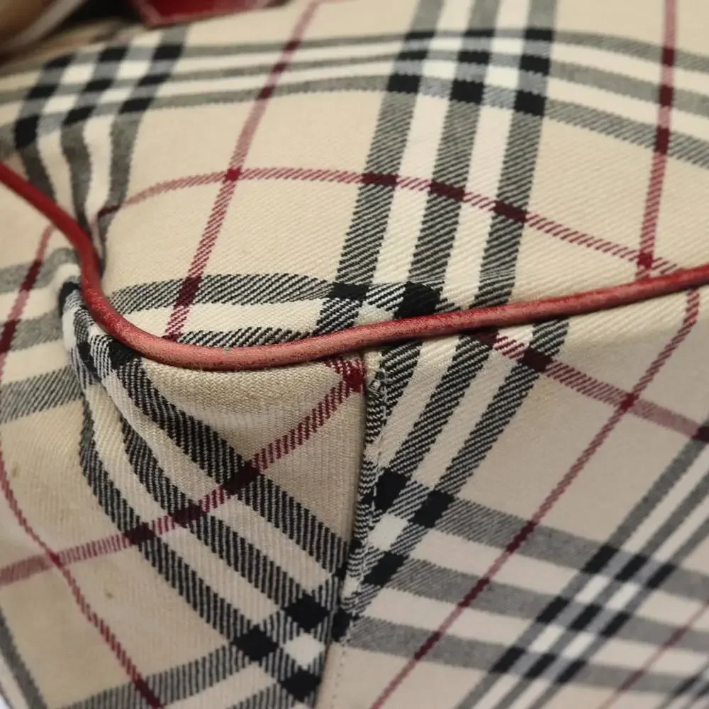 BURBERRY Nova Check Blue Label Hand Bag Canvas Beige Red Auth yk13174 - Picture 16 of 16